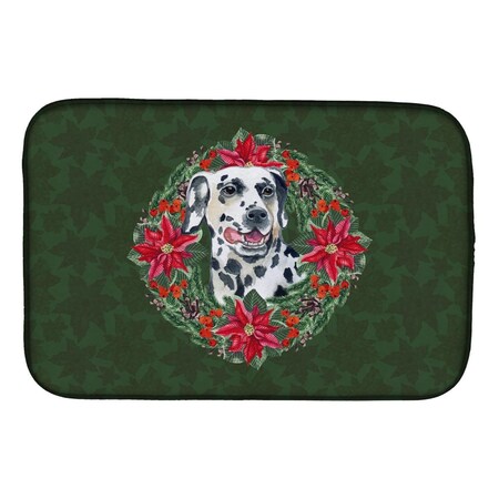 Carolines Treasures Dalmatian Poinsetta Wreath Dish Drying Mat CK1519DDM